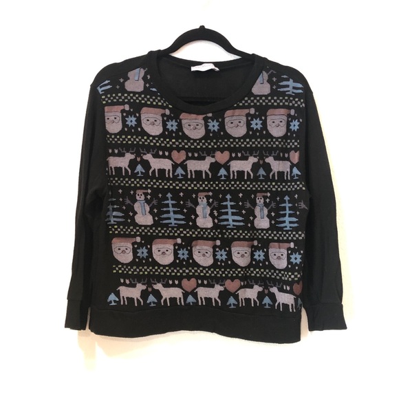 Christmas Sweater Black Long Sleeve Top - Picture 2 of 3